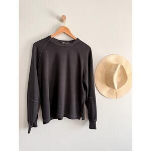 Madewell | NWT Relaxed Raglan Long Sleeve Tee in Washed Black Coal | Sz M
